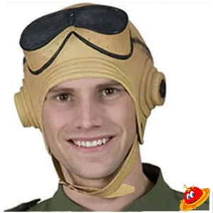 ✈️ Universo in Festa: Elmetto da Pilota Vintage Cachi con Occhialoni Incorporati 🧑‍✈️