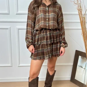 Abito a quadri con balze Dixie A067Y045