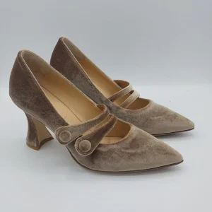 D.O.R scarpa in velluto tappe dorato